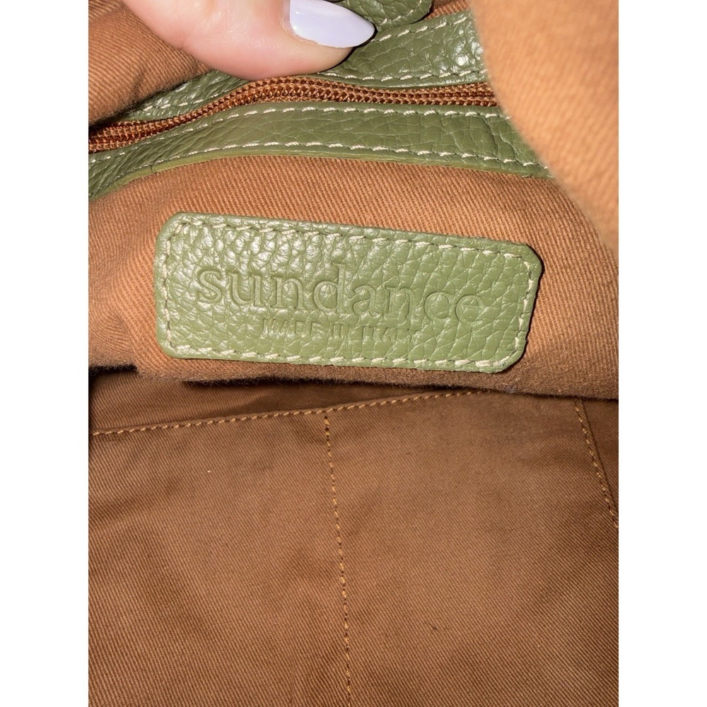 Sundance Soft Pebbled Italian Leather Shoulder Bag Handbag Purse Green EUC - Picture 6 of 12
